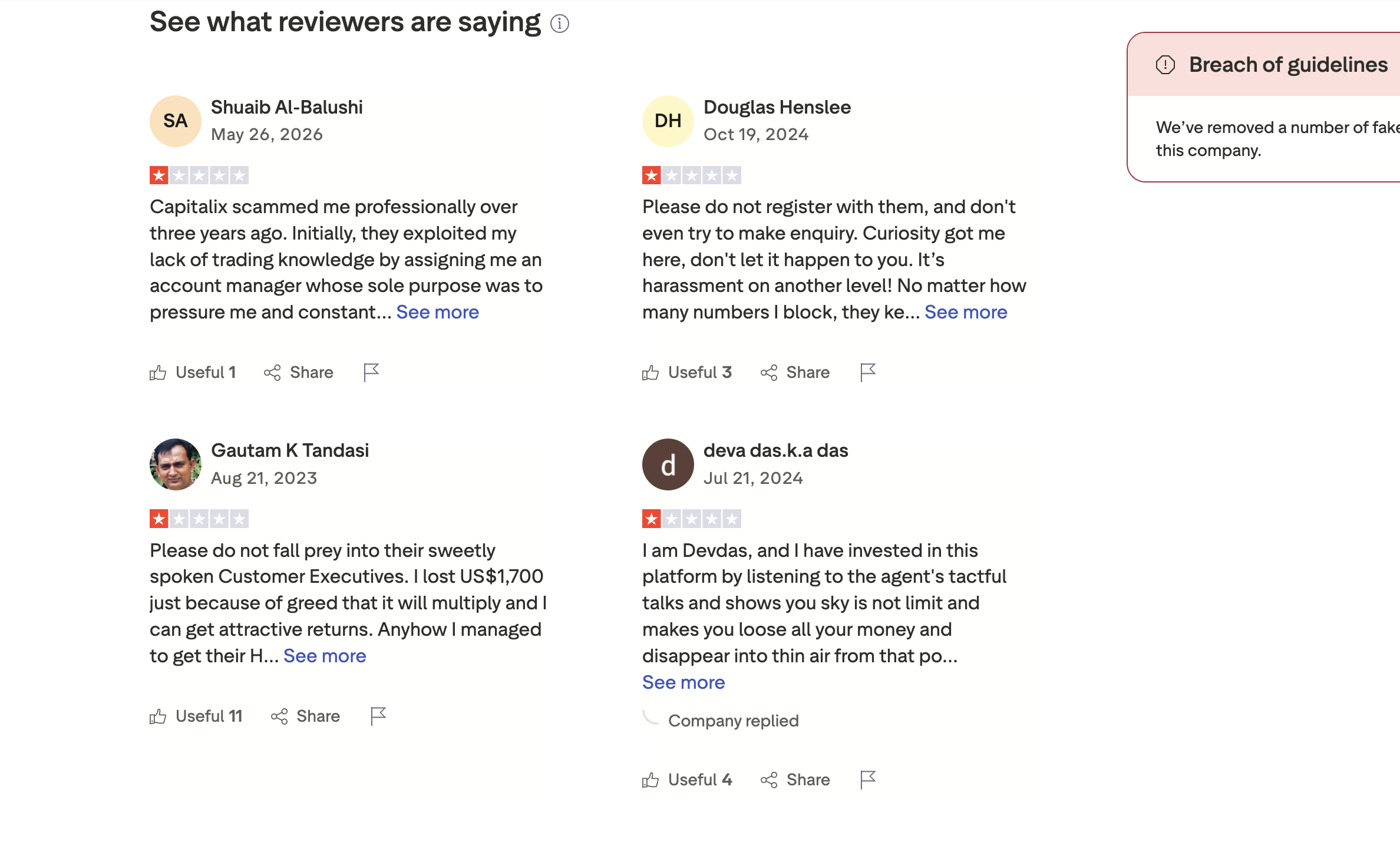 Capitalix Trustpilot Review Analysis