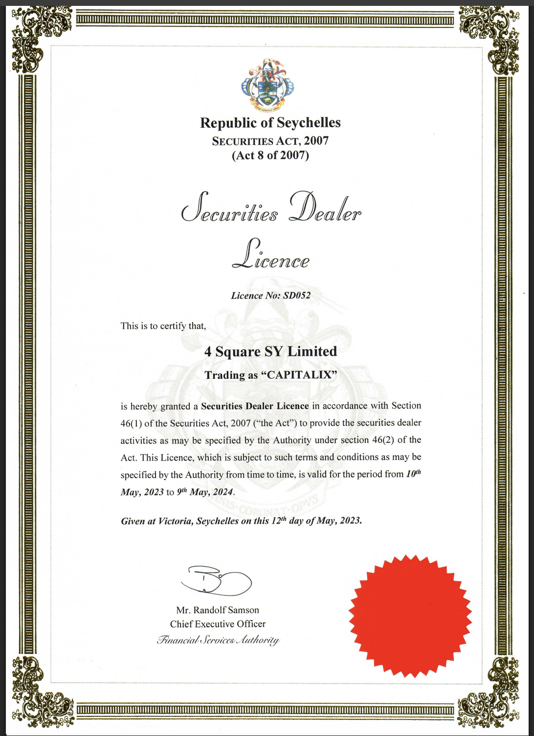 Capitalix Scam Review Regulatory Certificate
