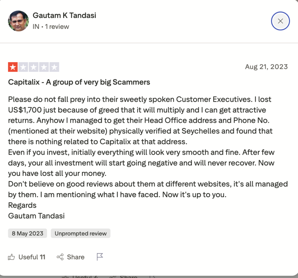 Capitalix Verification Complaint Example